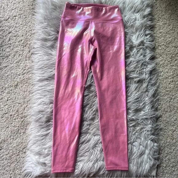 Wear It To Heart Pink Metallic Iridescent Leggings